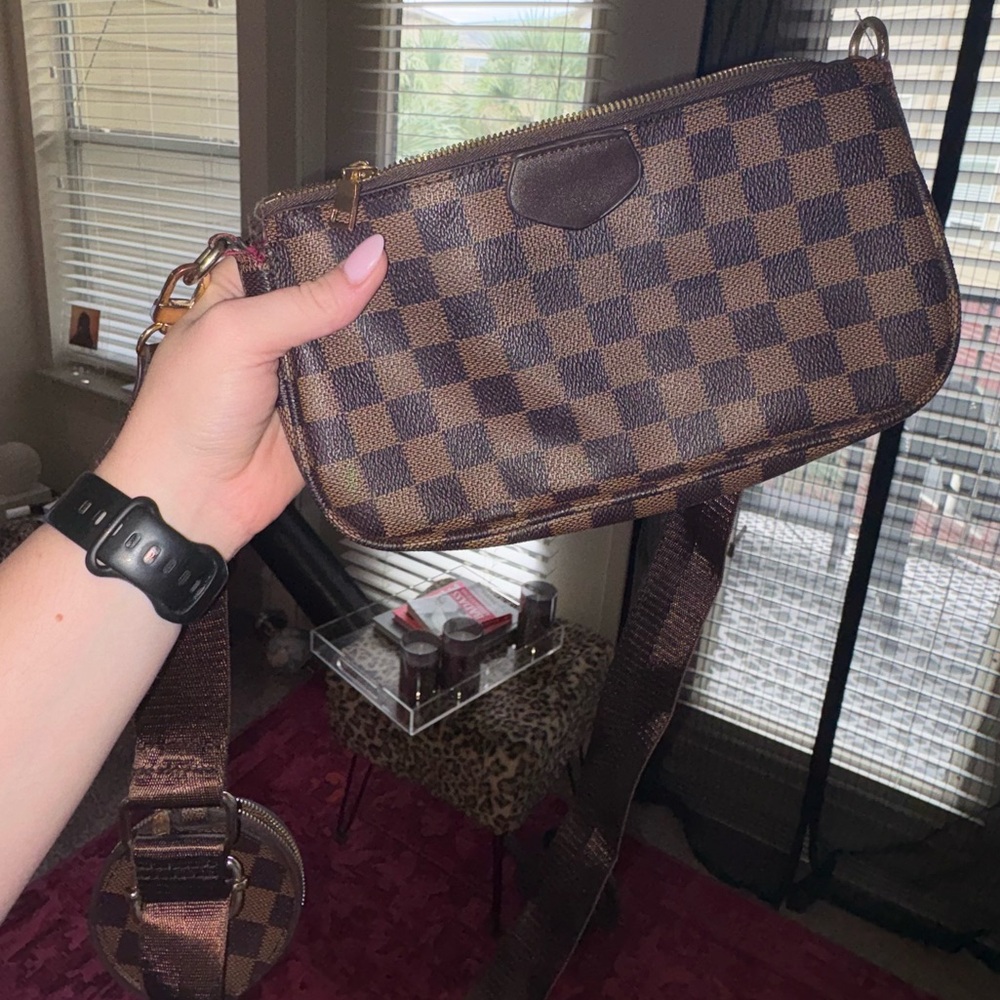 Checkered Brown Crossbody Bag